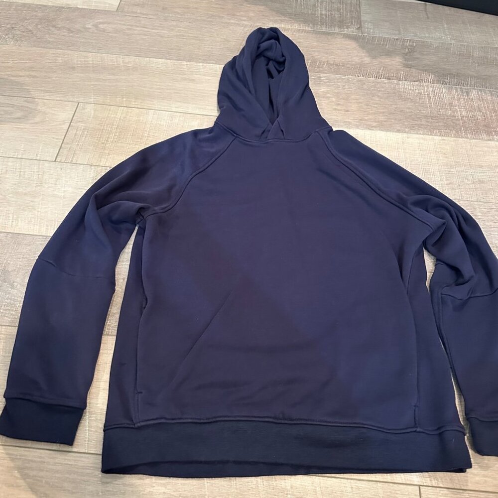KENNETH COLE WOMENS LARGE ACTIVE NAVY BLUE HOODIE